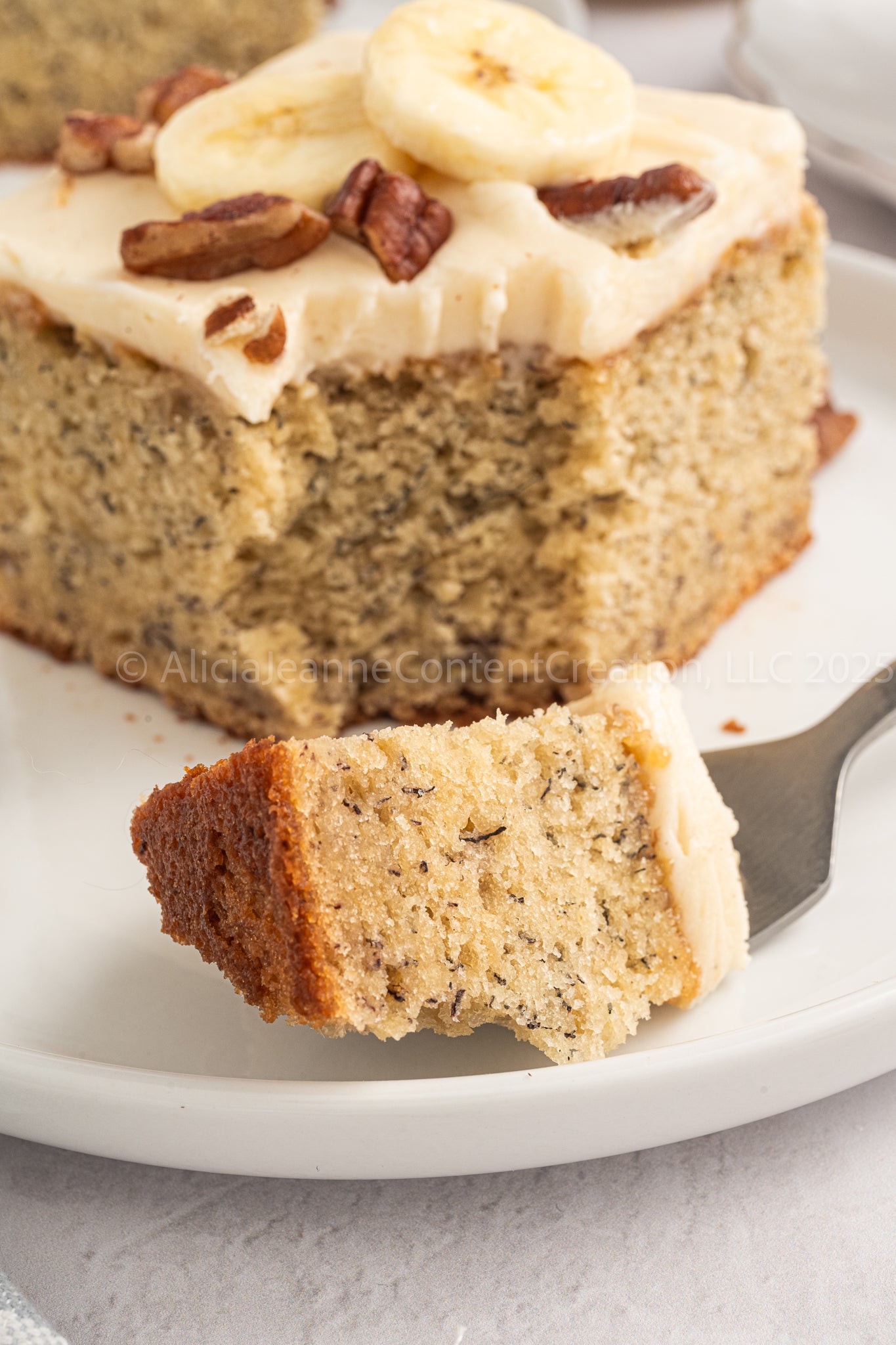 NEW PHOTOS - Banana Cake with Brown Butter Cream Cheese Frosting - *EXCLUSIVE*